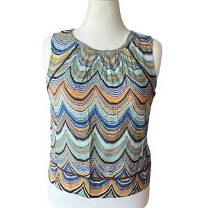 Tribal Jeans Boho Challis Sleeveless Top Women's Size L Nautical Beach Indie